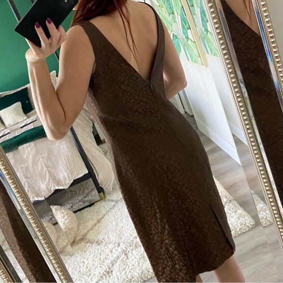 Vintage 90s Alberto Makali brown designer midi sheath dress | Size Small/Med - Picture 3 of 13